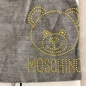 MOSCHINO Teddy Bear Studded 100% Wool Beanie Women’s One Size Light Gray NWT MOSCHINO Teddy Bear Studded Wool Beanie Womens One Size  main image 3